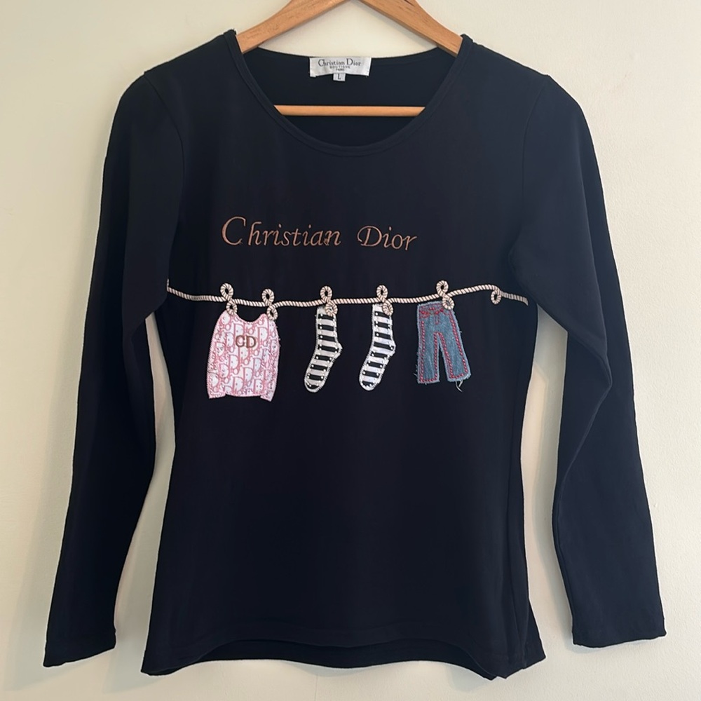 Christian Dior Boutique vintage long sleeve embroidered t-shirt